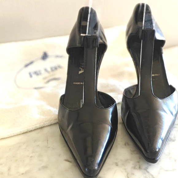 Prada Black T-Strap Kitten Heels| Size 39 EU (9) | With Prada Shoe Bag (EUC) - Picture 2 of 15